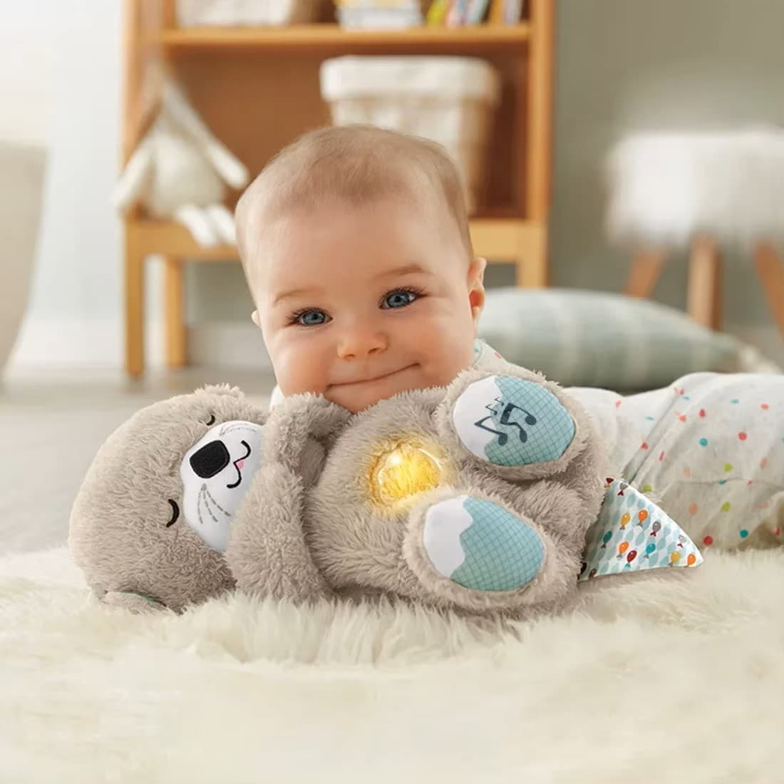 Oddychająca Pluszowy Wydra 30cm z Muzyką Uspokajającą i Światłem - Idealny na Prezent 🧸